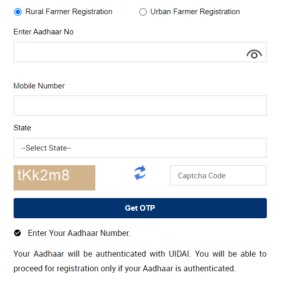 pm kisan yojana New Farmer Registration form