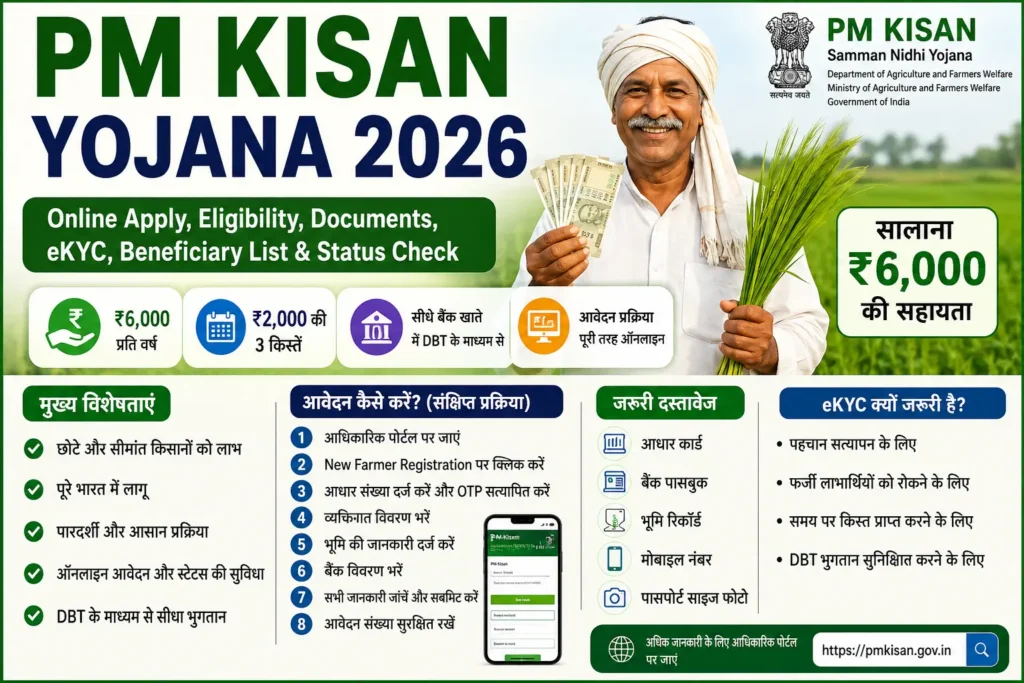 PM KISAN Yojana 2026 Online Apply, Eligibility, eKYC, Beneficiary List and Status Check Guide